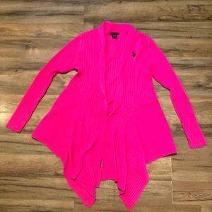 US Polo Association Handkerchief Style Hot Pink Cardigan